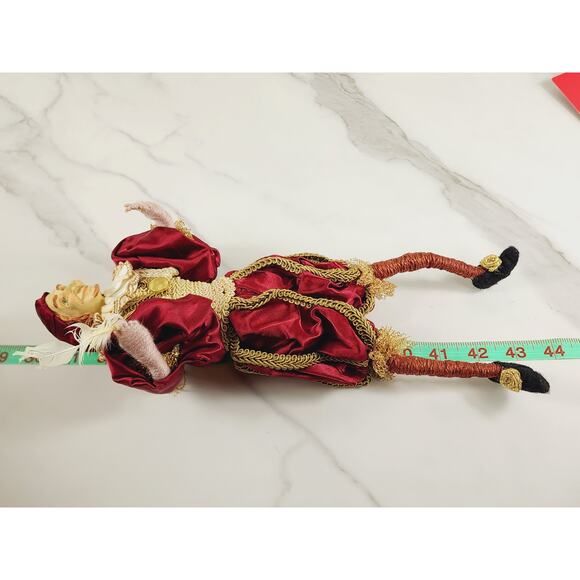 Christmas Victorian Harlequin Jester Rare Aldik Doll Ornament 13" Tradition Gold - Picture 16 of 16
